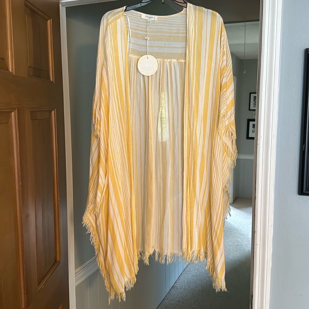 Yellow and white striped shawl brand new